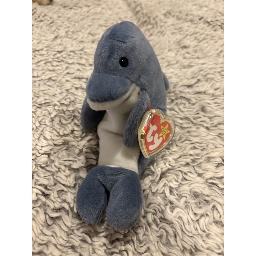 Ty Beanie Baby Echo Dolphin Unisex OS Blue Excellent 1996 Vintage Plush Toy - Picture 1 of 4